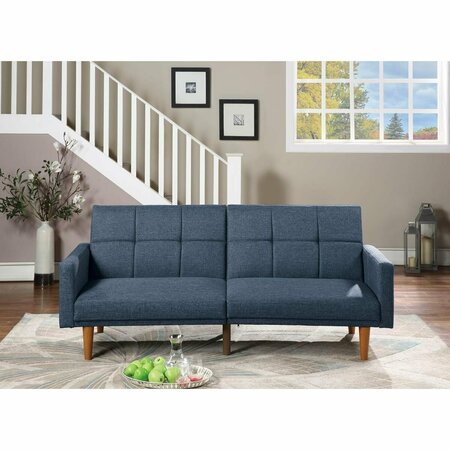 KD GABINETES 80 x 34 x 32 in. Convertible Futon Adjustable Sofa with Splitback in Navy Blue Fabric KD3700170